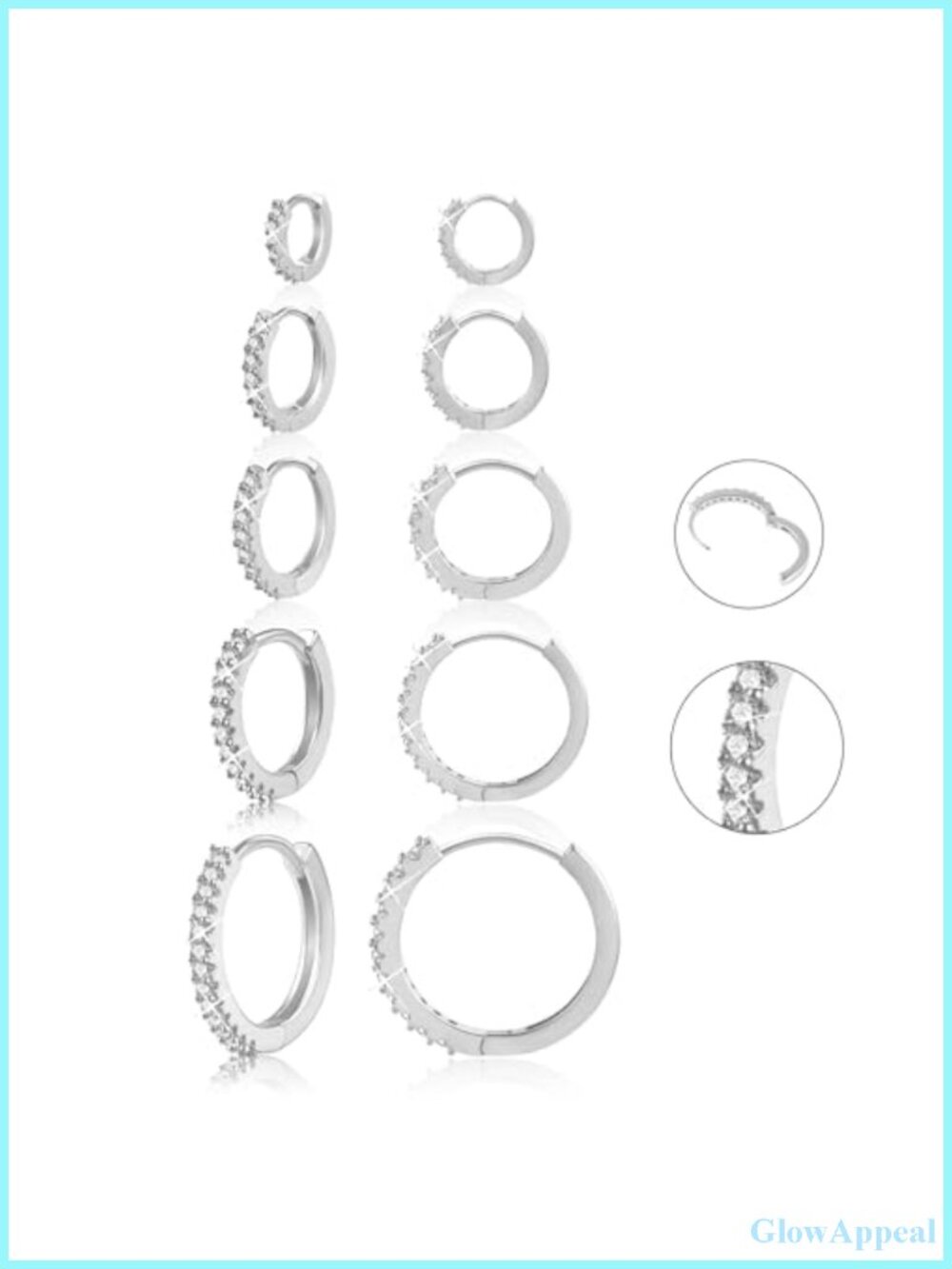 5 Pairs 14K Gold Silver Hoop Earrings Set Women Cartilage Huggies CZ